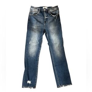 Risen Jeans High Rise Straight Leg Distressed Size 7/28 NWT